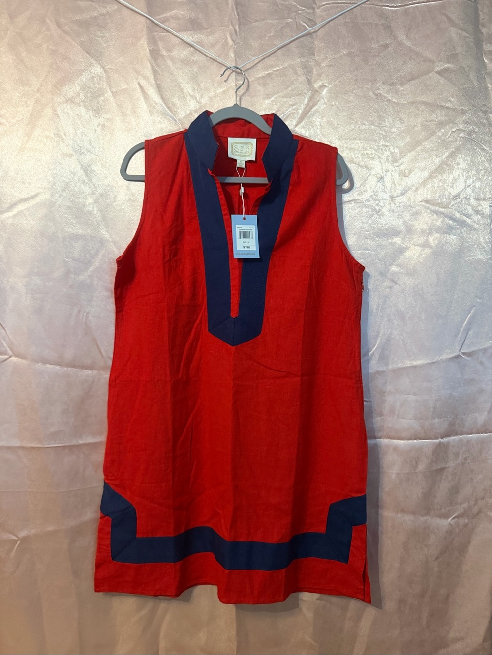 NWT Sail to Sable Sleeveless Classic Tunic Dress Red Navy – XL $198